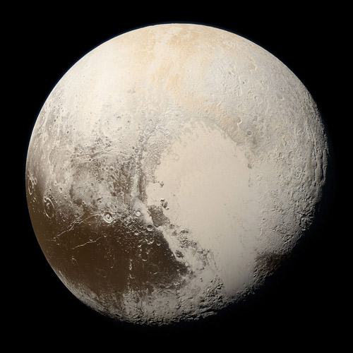 Pluto imaged by New Horizons from a range of 35,445  kilometers.