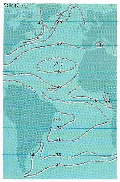 Isohaline map of the Atlantic Ocean