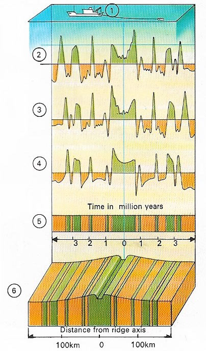 Alternate bands of magnetization on the ocean floor