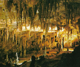 Stalactites, stalagmites, and columns