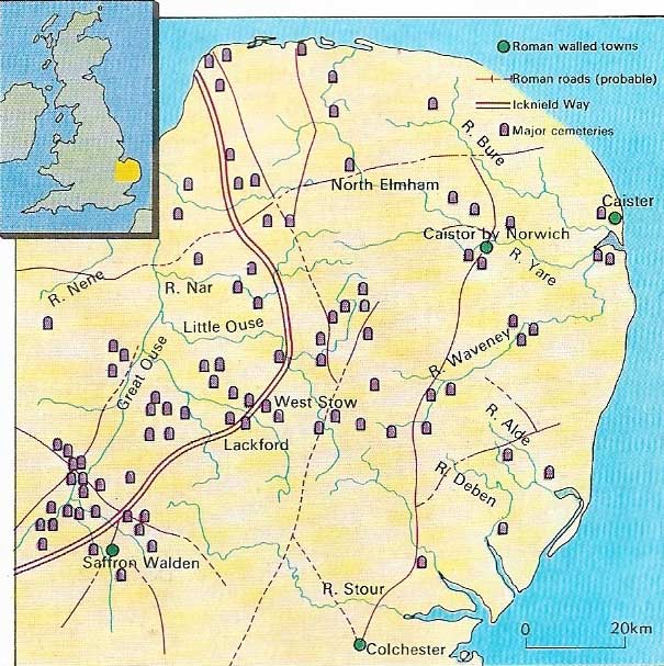 East Anglia was settled earlier and more densely than any other region, being the part of Britain closest to the invaders' homelands.