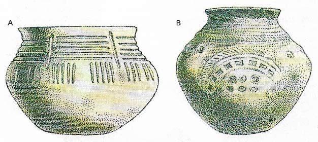 Early Anglo-Saxon pots survive in large numbers because they were used for burial of cremated bodies.