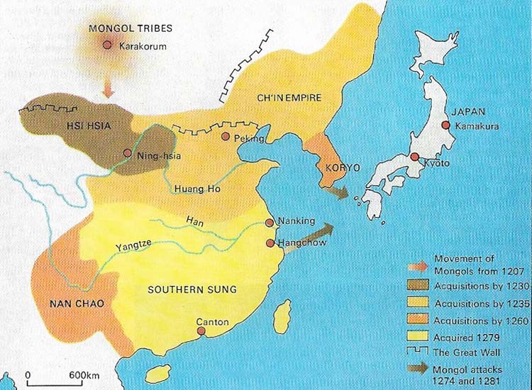 The Mongol conquest of China was finally completed in 1279.