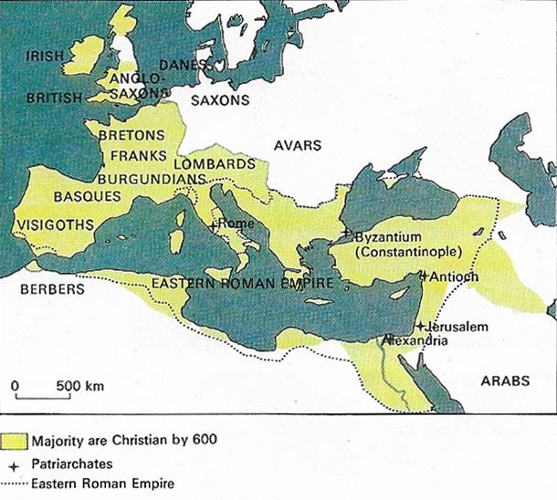 Orthodox Christianity in the later Roman world reached its greatest extent c. 600.