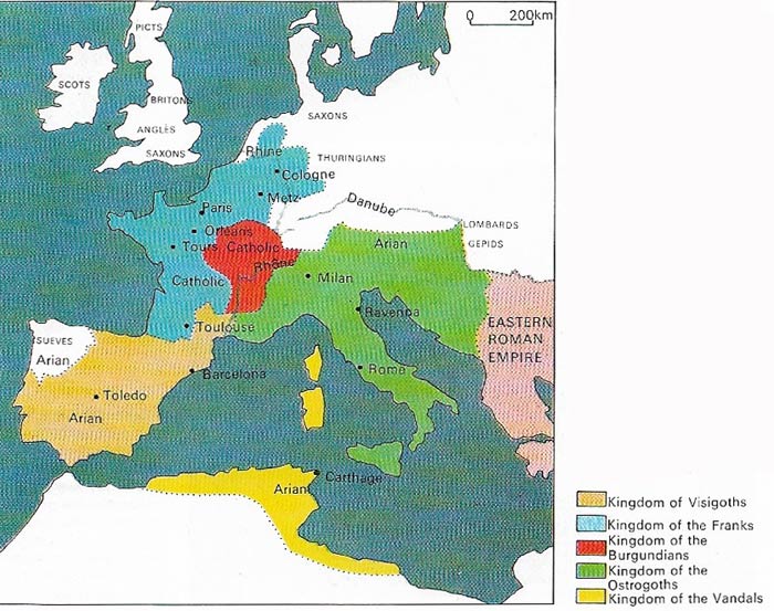 The barbarians gradually formed independent kingdoms in the west.