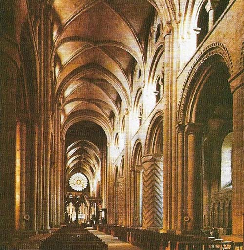 The nave of Durham Cathedral (finished in 1133) is a tentative application of rib-vaults to a main span.