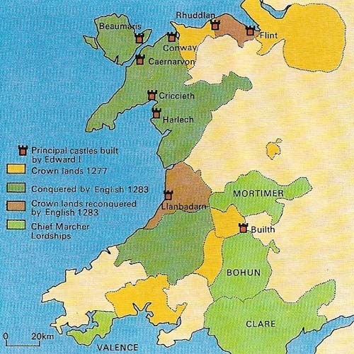 There was a new dispensation after the Edwardian conquest. The Welsh kingdom of Gwynedd was entirely dismembered and now became the shires of Anglesey, Merioneth and Caernarvonshire.