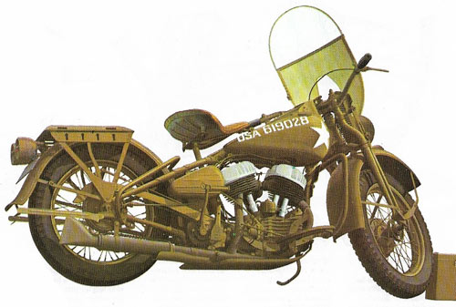 Harley Davidson WLA and WLC (1945, produced for the Canadian Government) were adapted from earlier civilian machines.