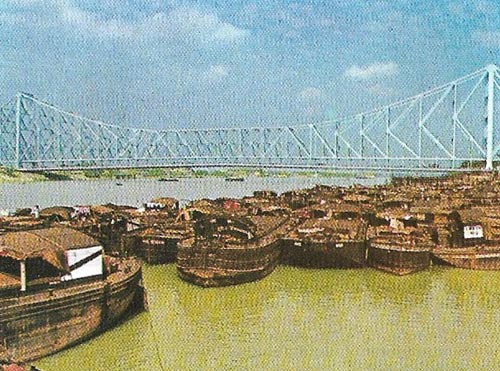 The Howrah Bridge at Kolkata is a cantilever bridge with a span of 453 m (1,500 ft).