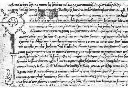 The 'Ragman Roll' records those Scottish nobles and landholders who swore layalty to Edward in his campaign of 1296, recognizing him as their king.