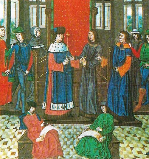 Richard II handed over his scepter when challenged by his exiled cousin, Henry Bolingbroke (Henry IV).