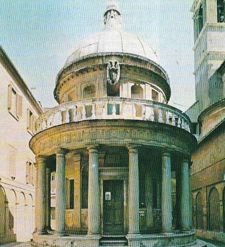 Bramante’s Tempietto in S. Pierrot in Montorio, Rome, was built as a shrine over the traditional site of St Peter’s martyrdom.