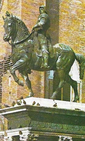 Andrea Verrocchio's Colleoni Monument commemorates Bartomomeo Colleoni who was condottiere of the Venetians.