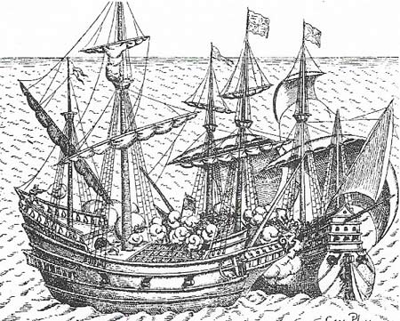 Francis Drake captured a Spanish ship in March 1579 in the Pacific Ocean, in the course of his voyage round the world, and thereby ensured the financial success of his trip. 