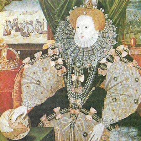 Elizabeth, seen here on her Armada portrait of 1588, was anxious to build up an image of majesty. But in practical politics she was down-to-earth, and let none of her subjects endanger her power.