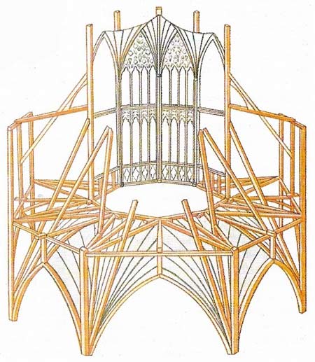 The octagonal lantern of Ely Cathedral was constructed in wood after the central tower fell in 1322.
