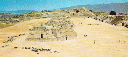 The Great Plaza forms the core of the main Zapotec ceremonial center of Monte Alban, on the hills overlooking the Valley of Oaxaca.