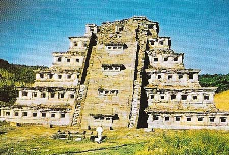 The Pyramid of the Niches at El Tajin is a large ceremonial center on the Gulf of Mexico and one of the best-known sites of the Classic Veracruz civilization.
