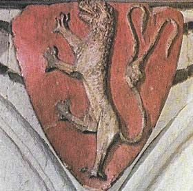 Simon de Montfort, whose shield is shown here, is sometimes said to have invented the English Parliament.