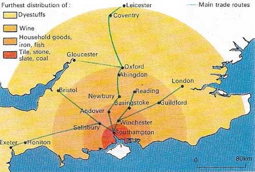 Southampton was an important town for both imports and exports in the Middle Ages.