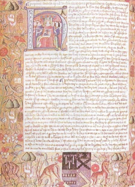 Henry VII formally declared his claim to the throne in Parliament in 1485, and recorded it in the Statute Roll, in the already antique 'Norman-French' of legal documents.