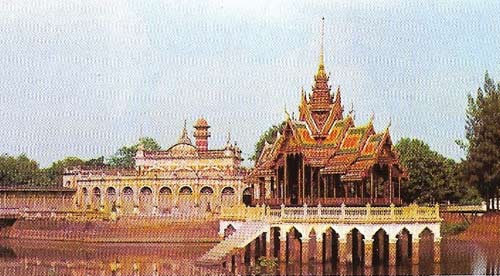 The Lake Pavilion at the Summer Palace, Bangkok, with its elaborate carving and gilding, is a reminder that bamboo and wood have been used as the materials for most buildings on Southeast Asia during the past millennium.