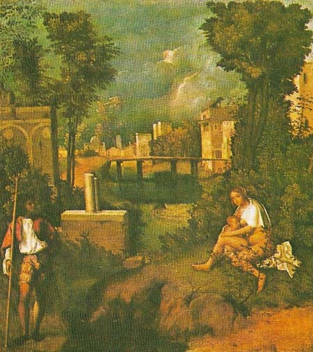 Giogione's 'Tempesta' (c. 1507) is one of the few attributions to Giorgione sustained by evidence.