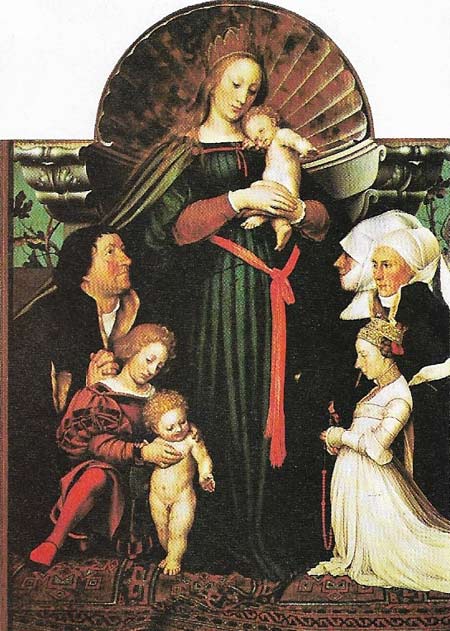 Hans Holbein the Younger's 'the Meyer Madonna' (1526) was painted for the burgomaster Mayer's castle near Basel.