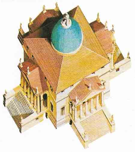 Palladio's Villa Rotunda was begun about 1550 in Vicenza.