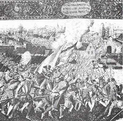 The fall of Calais, the last English foothold in Europe, in 1558 after 200 years of English control, resulted from a war between France and Spain; England was allied to Spain by the marriage of Mary.