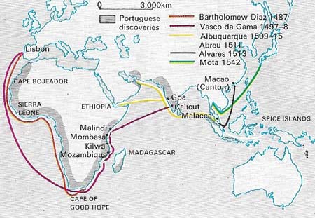 The route to the Indies took the Portuguese 50 years to develop from the time that Diaz rounded the Cape of Good Hope in 1488.