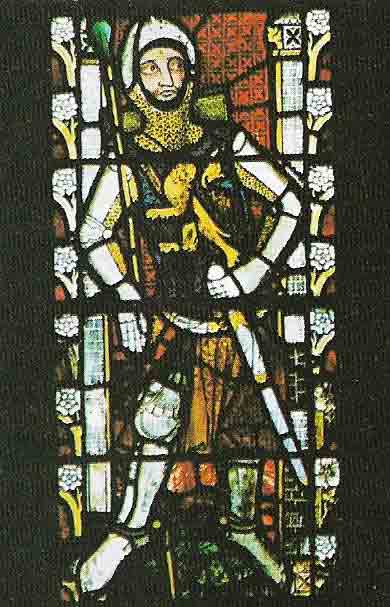 The stained-glass program in the clerestory windows of Tewkesbury included a series of armored knights.