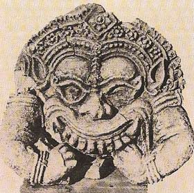 A terracotta head from southern Thailand depicts a manifestation of Shiva's wrath – a creature that ate its own body to satisfy its hunger after the demon it was born to eat had been pardoned.