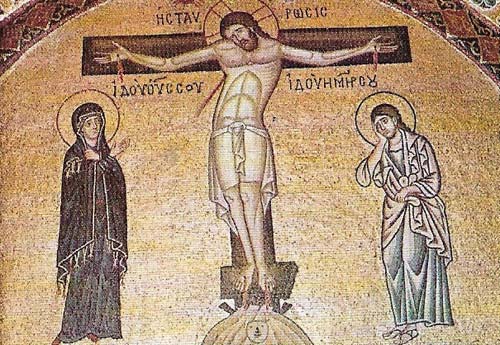 This 'Crucifixion' is in the monastery of St Luke of Stiris, central Greece.