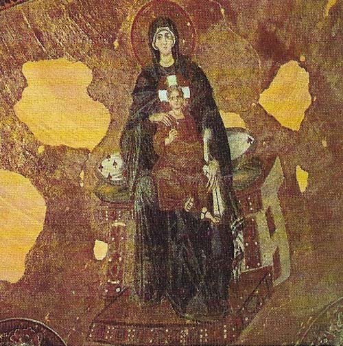 The mosaic of the 'Enthroned Madonna and Child' in the apse of St Sophia, Istanbul, was probably unveiled by Patriarch Photius in March 867.