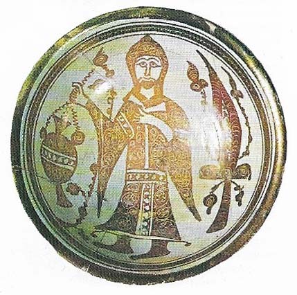 This ceramic bowl with luster-painted decoration (c. 1300) depicts a Coptic priest swinging a censer.