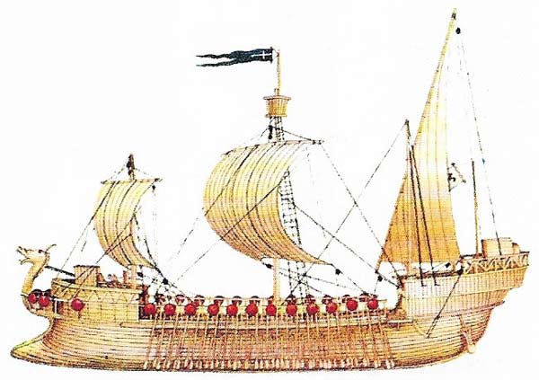 The dromon was a Byzantine development of the traditional Greek galley.