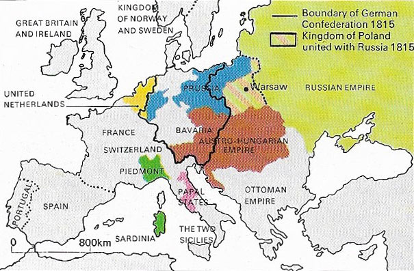 The map of Europe had to be redrawn after the 1815 Vienna settlement.