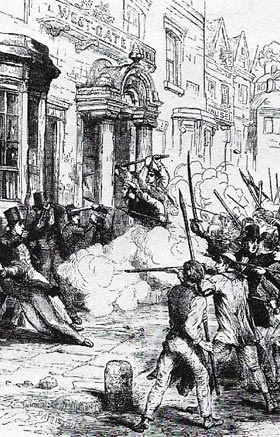 Riots and strikes in England during the 1840s accompanied efforts by the Chartist movement to win urban workers the vote.