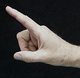 Hand sign for Ti (B) in the solfege system