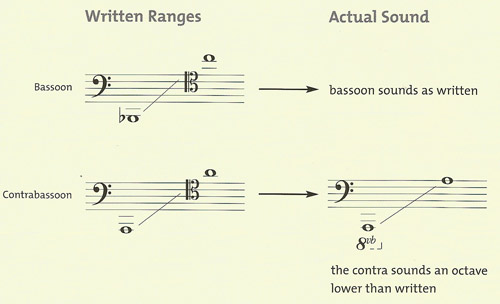 bassoon and contrabassoon ranges