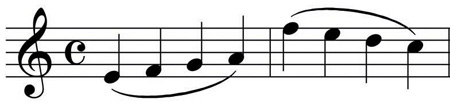 a series of notes indicated to be played legato
