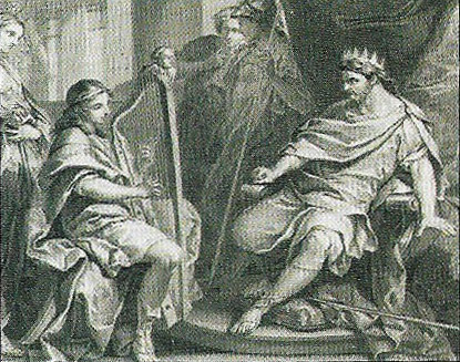 The Old Testament relates how a David played the harp to King Saul when he was possessed by an evil spirit, and 'the spirit departed from him'.