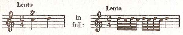 Trill beginning on the note above the principal note