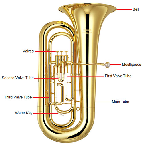 labeled diagram of a tuba